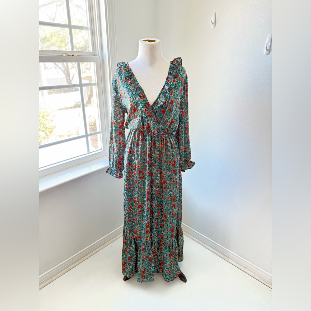 Floral green maxi dress